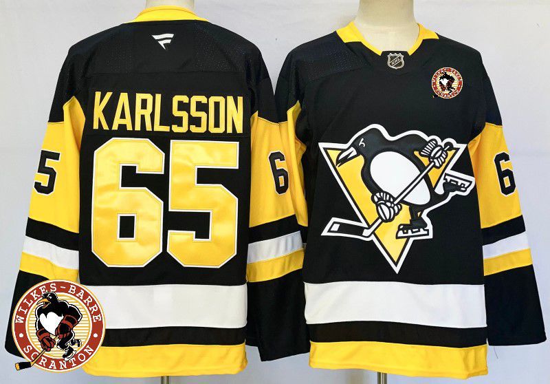 Men Pittsburgh Penguins #65 Karlsson Black Fanatics 2025 NHL Jersey style 4